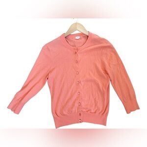 J.Crew Peach Melon Cotton Cardigan 3/4 Sleeve Lightweight Button Front Medium